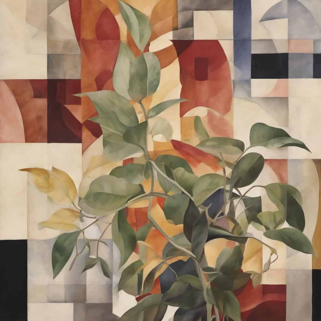 Αυτοκόλλητο της φύσης με αφηρημένη τέχνη και βλάστηση.