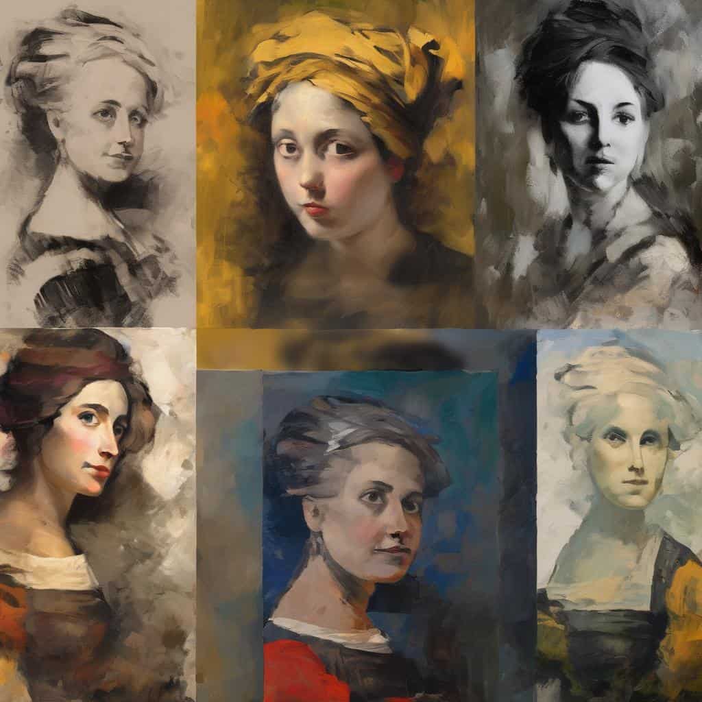 Όχθος και δημιουργικότητα σε πορτραίτα με καλλιτεχνικό ύφος, εκφραστικό και δυναμικό, αναδεικνύοντας την έμπνευση από χάος.