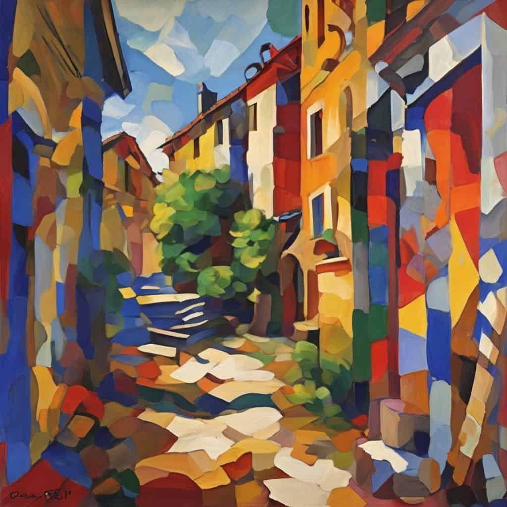 Οι δρόμοι της πόλης με πολύχρωμα κτίρια και φύση, αναδεικνύοντας το χάος ως πηγή δημιουργικότητας και τέχνης.