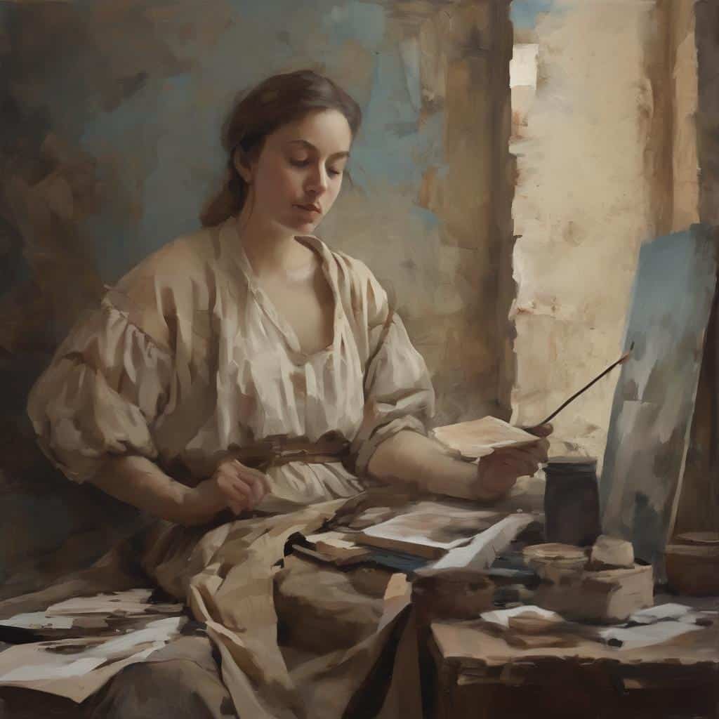 Ανθρώπινη γυναίκα ζωγραφίζοντας σε καμβά, δημιουργικότητα μέσα από το χάος και την έμπνευση.